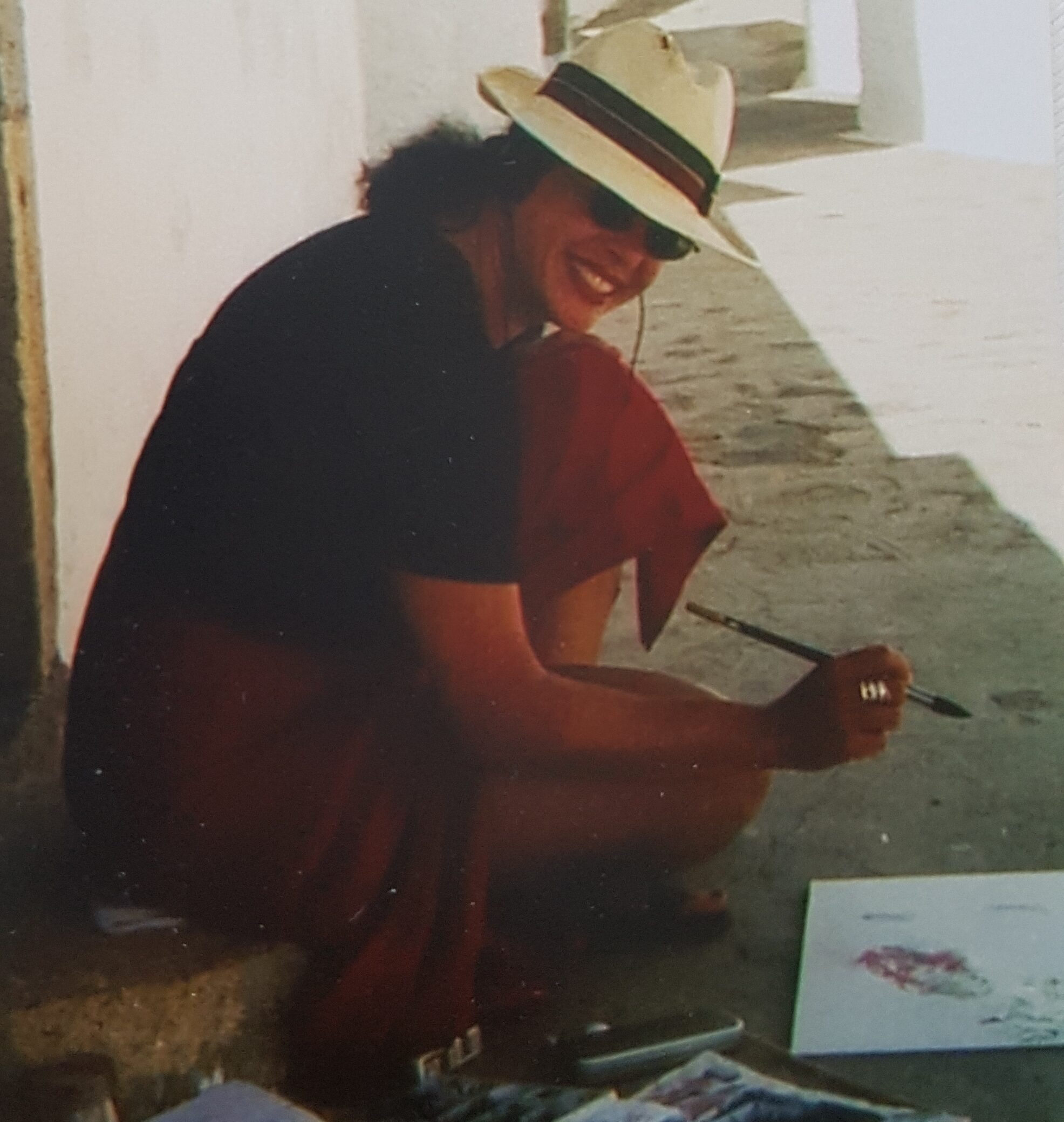 Auf Patmos Aquarelle malend