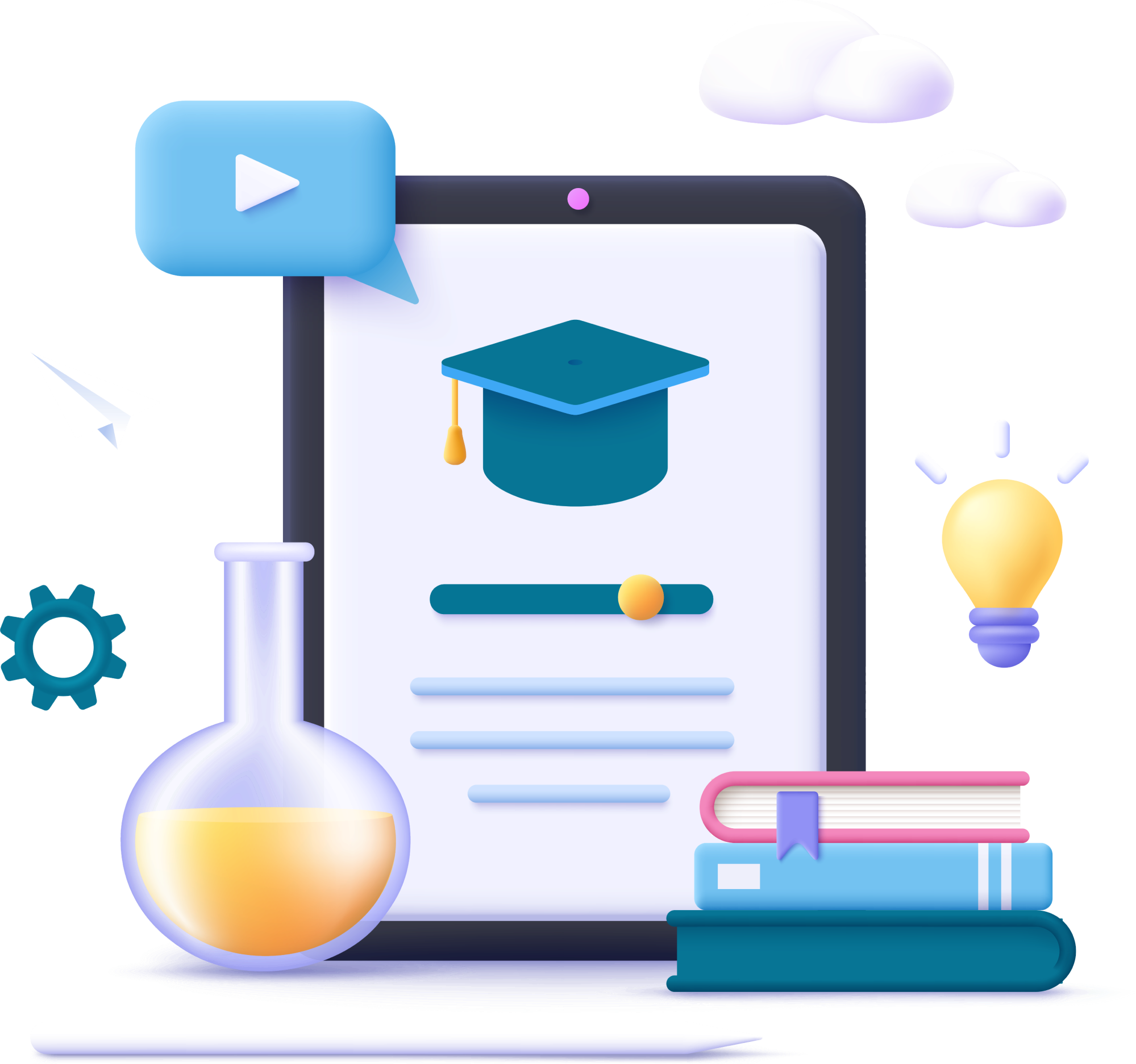 Digitale Lernumgebung mit Bildungssymbolen