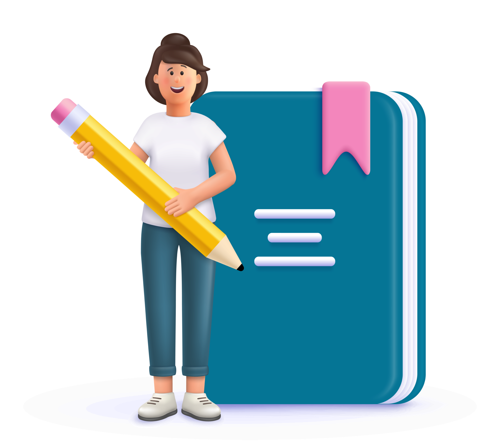 Frau schreibt in großes Buch