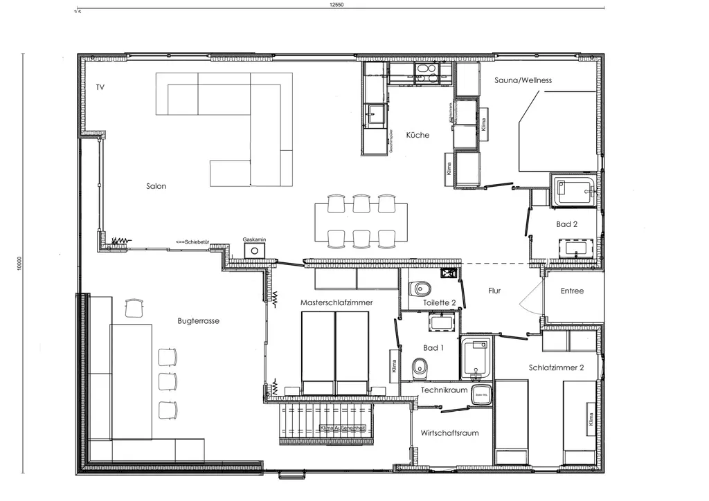 Grundriss der Wasservilla