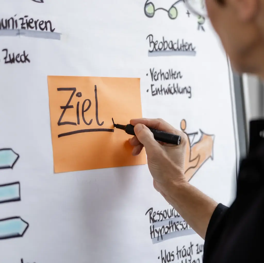 Monika Dimitrakopoulos-Gratz am Whiteboard