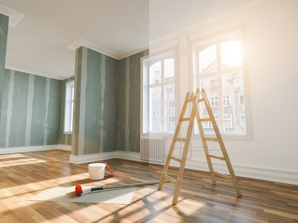 Bild einer Altbauwohnung in der Trockenbau-Arbeiten vorgenommen werden