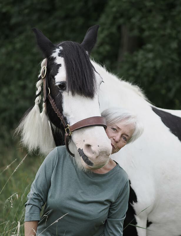 Porträt von Tinkerstute Amy und Anne Janzen