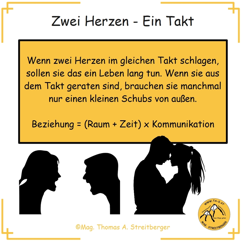 Bild mit Spruch darauf - Zwei Herzen - Ein Takt