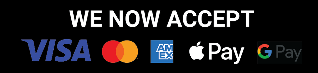 We not accept visa, mastercard, american express, apple pay, and google pay