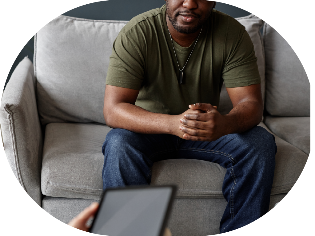 clsoe up of an african american male in therapy