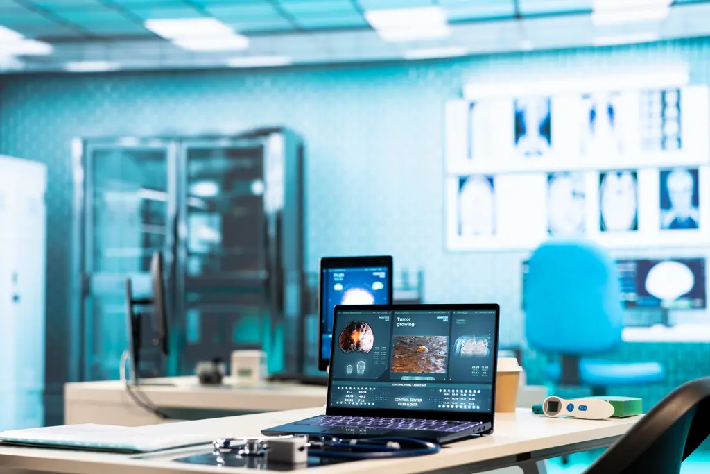 Laptop im Labor mit Analyse