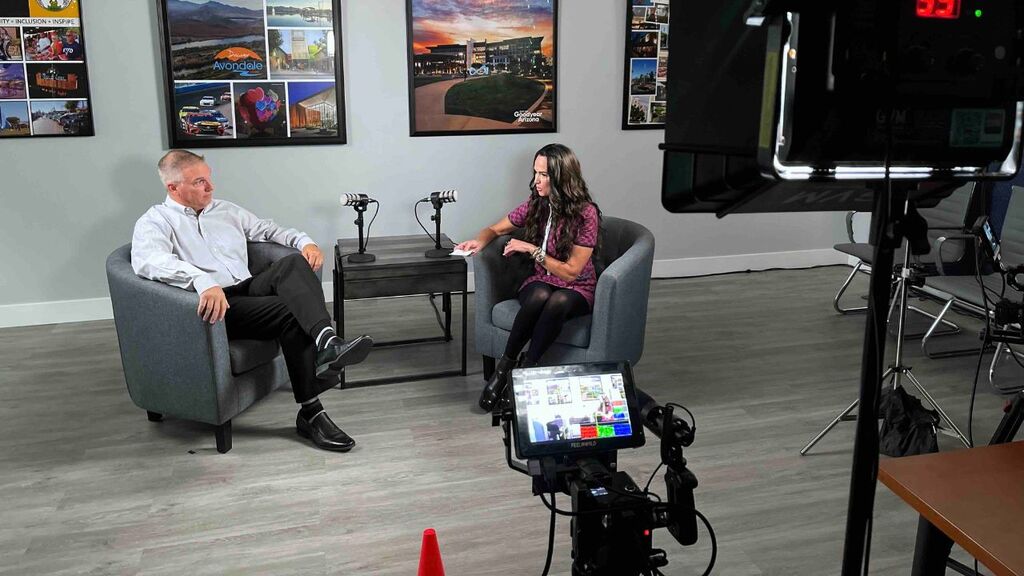 “Mayor being interviewed for the Voices That Guide podcast.”