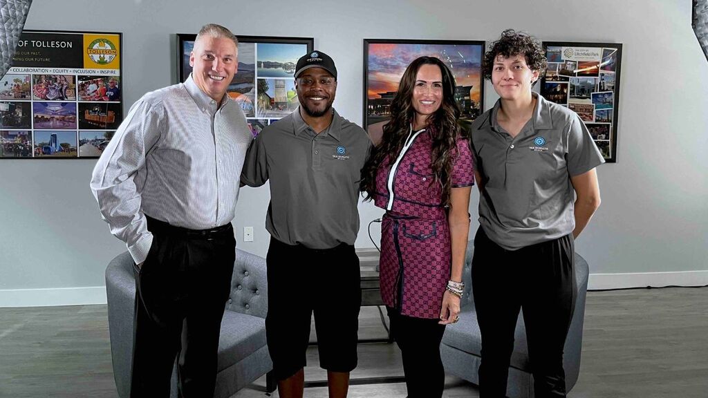 "Our Team taking candid picture after podcast episode filmed"