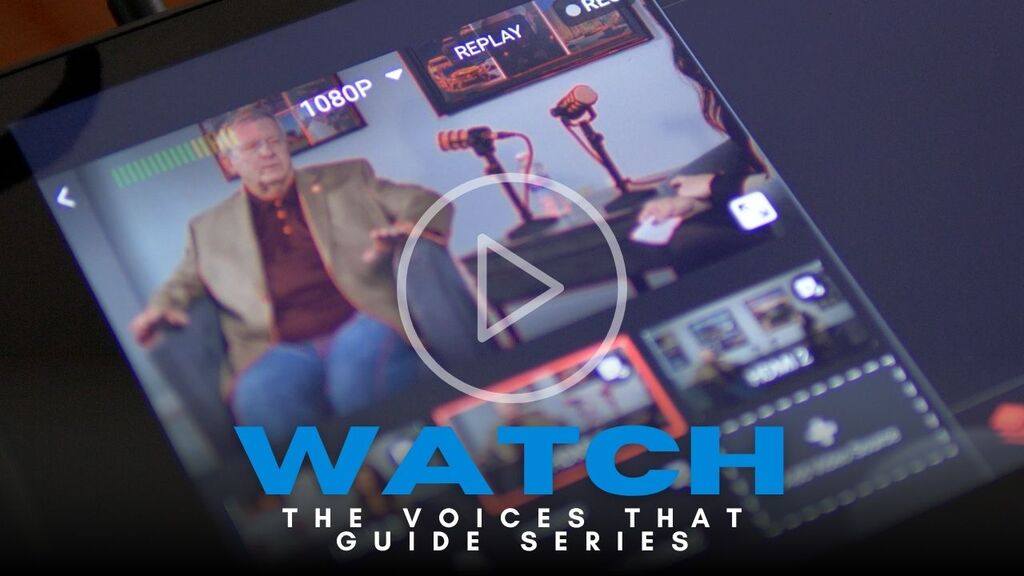 “Filming setup of the Voices That Guide podcast featuring city mayors.”