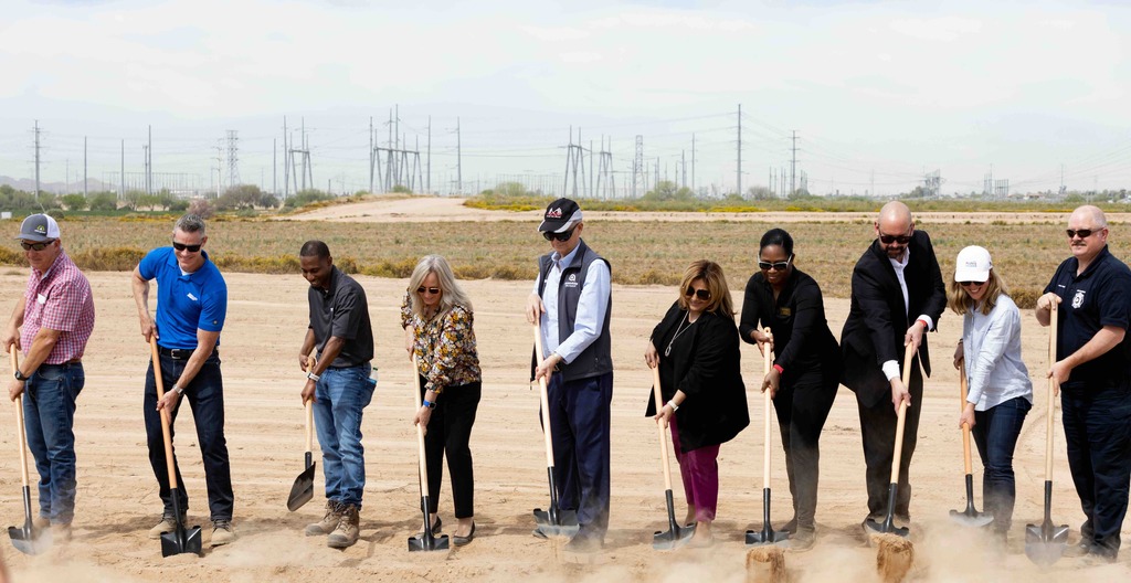 "Ceremonial groundbreaking moment with Plus Power team and city officials."