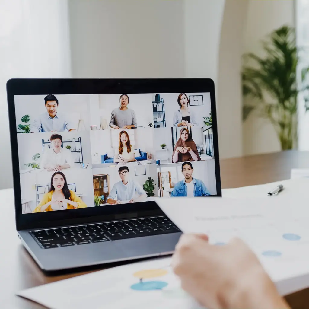 Eva Gerhartsreiter Webinar remote am Laptop