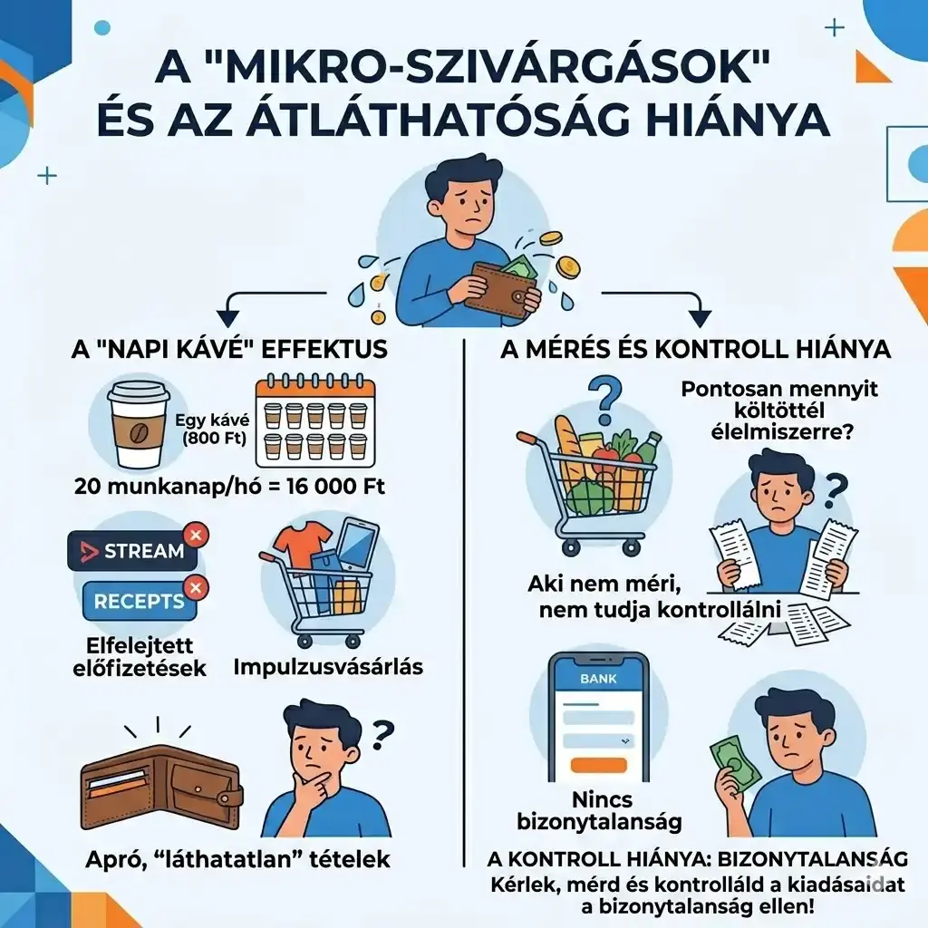 Mikro-szivárgások a családi költségvetésben – napi apró kiadások összeadódása