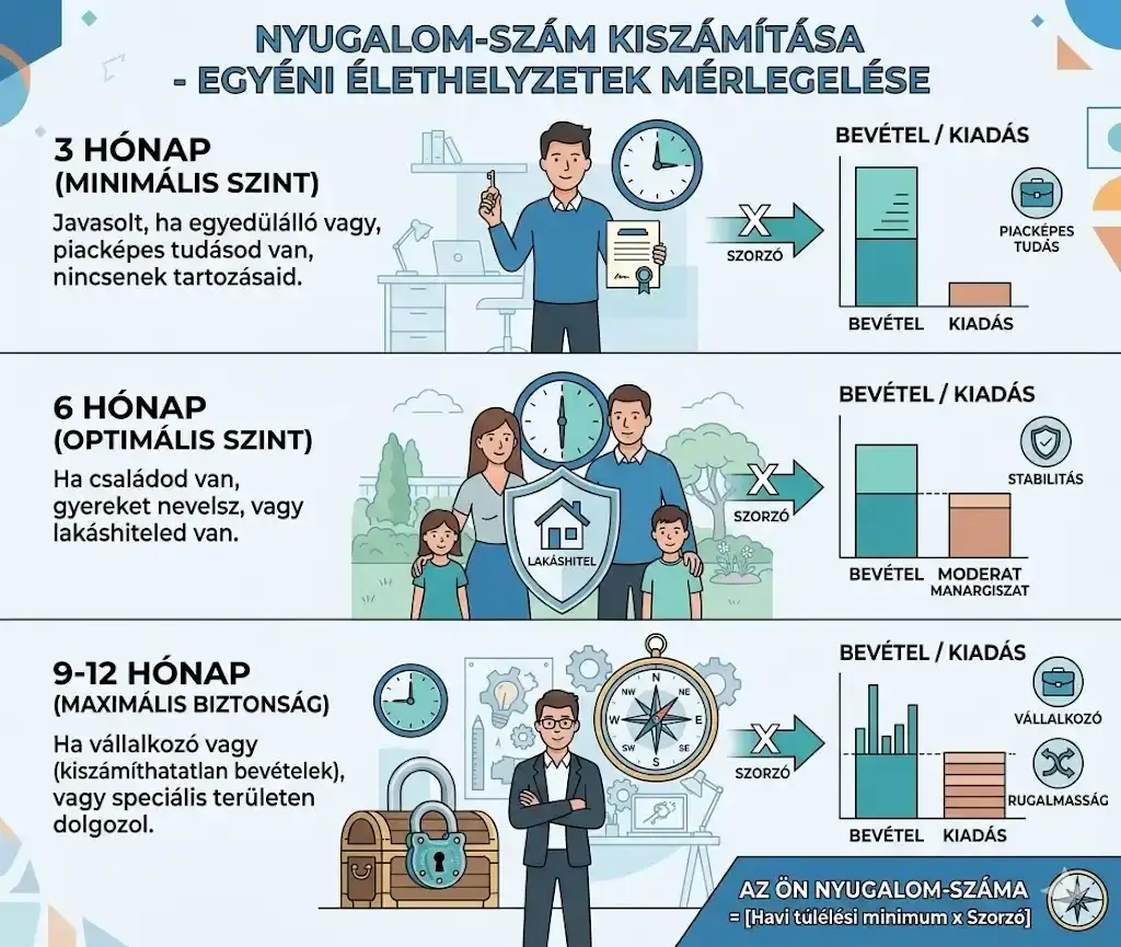 Vésztartalék szorzó kiválasztása élethelyzet szerint – 3, 6 vagy 12 hónap