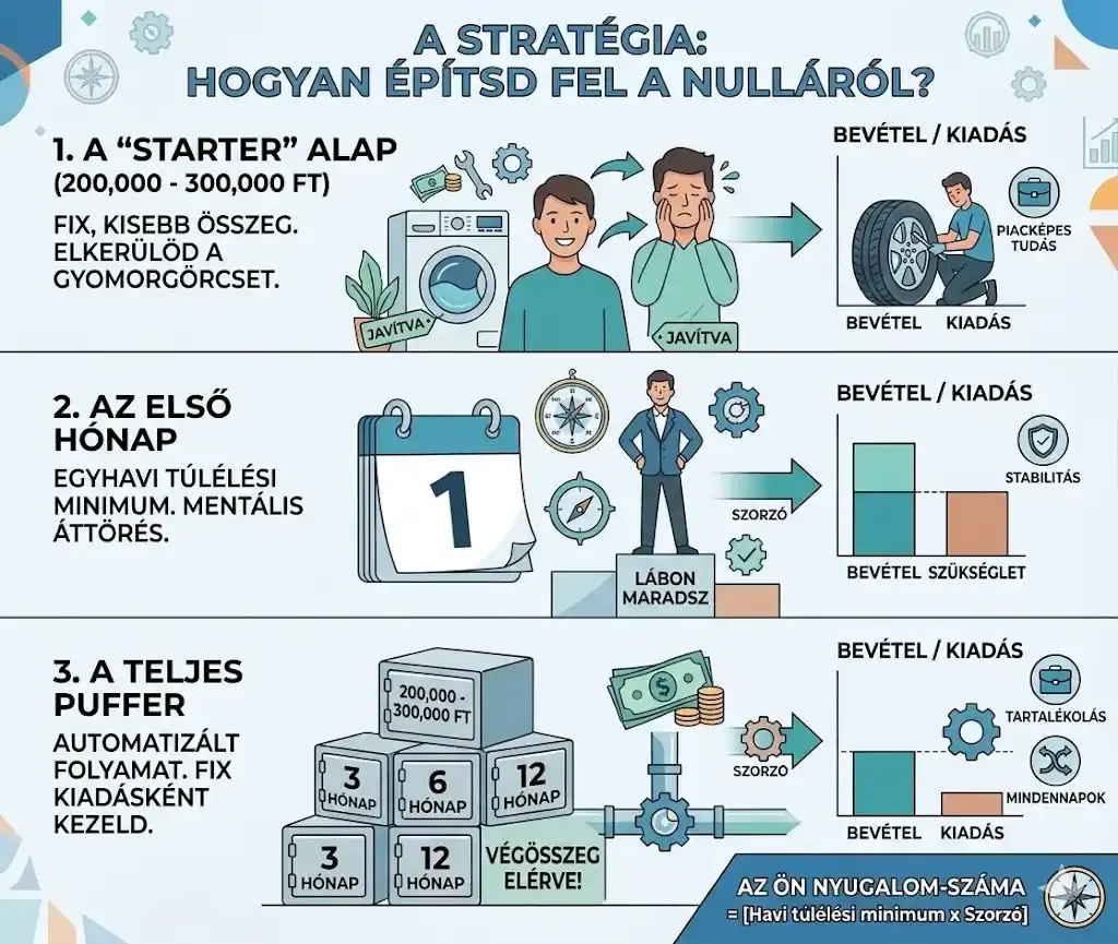 Vésztartalék felépítése lépésről lépésre – háromlépcsős modell
