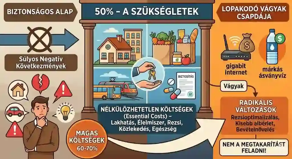50 százalék szükségletek – lakhatás, rezsi, élelmiszer a költségvetésben