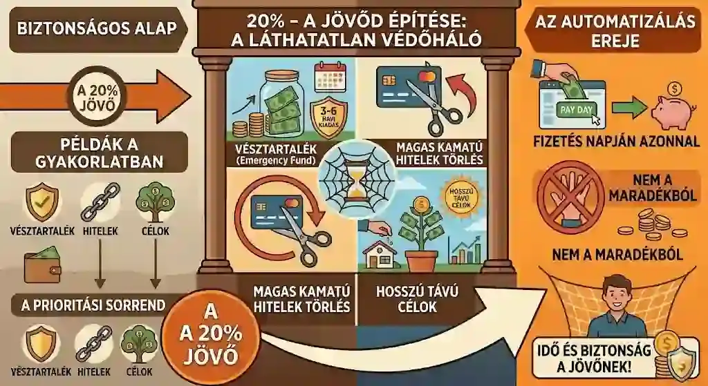 20 százalék megtakarítás – vésztartalék, hiteltörlesztés, befektetés sorrendje