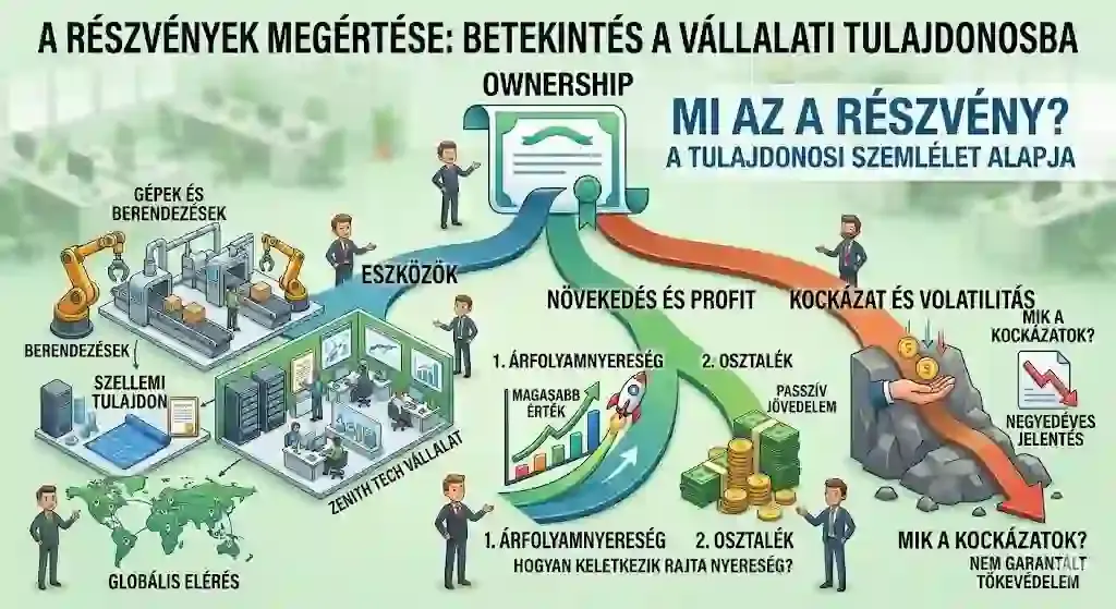 Részvény működése – tulajdonrész, árfolyamnyereség és osztalék