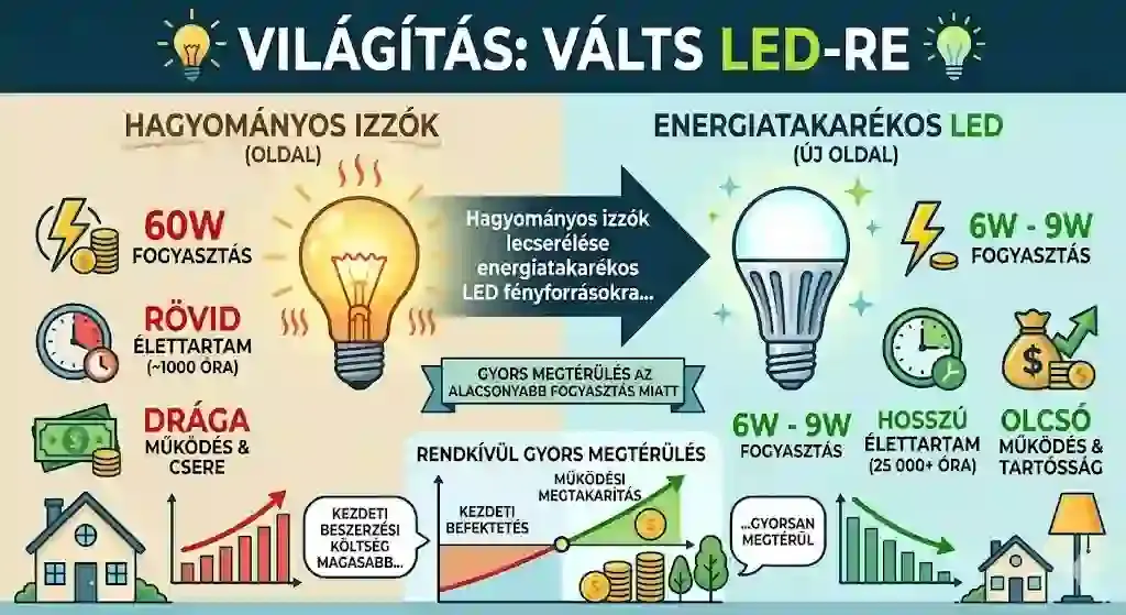 LED izzókra váltás – gyorsan megtérülő energiatakarékosság
