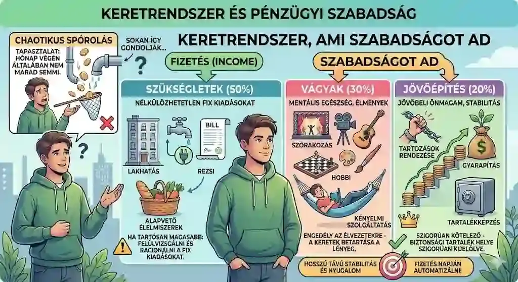 50/30/20 szabály – költségvetés felosztása szükségletekre, vágyakra és megtakarításra