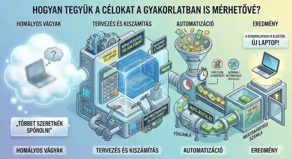Mérhető pénzügyi célok – konkrét összeg és határidő