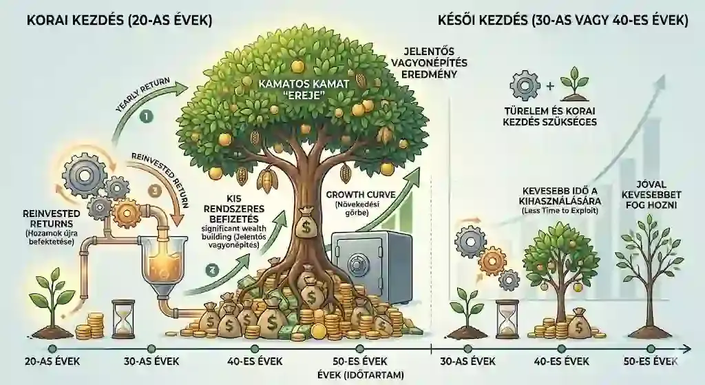 Kamatos kamat példa – 25 évesen és 40 évesen kezdő megtakarító összehasonlítása
