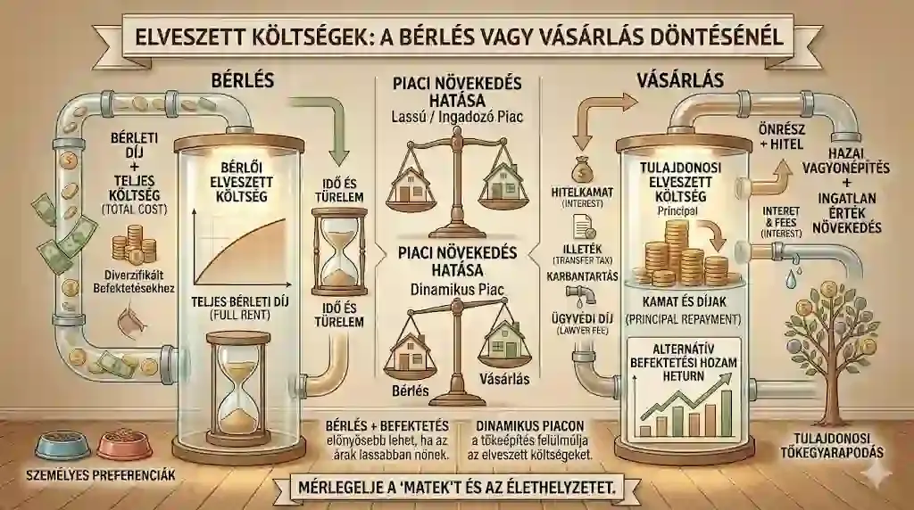 Lakásvásárlás vs bérlés valós költségei – elveszett költségek összehasonlítása