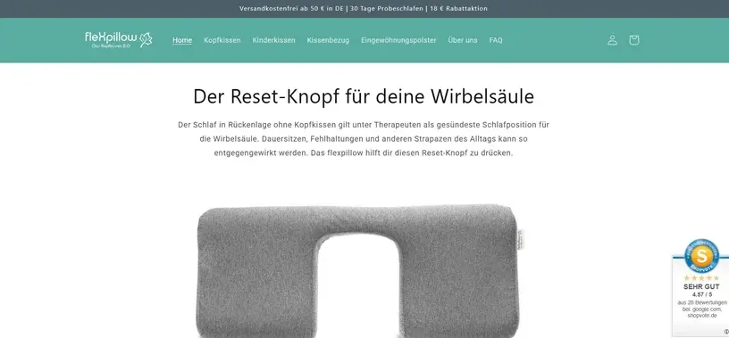Webseite für das flexpillow in Riedstadt