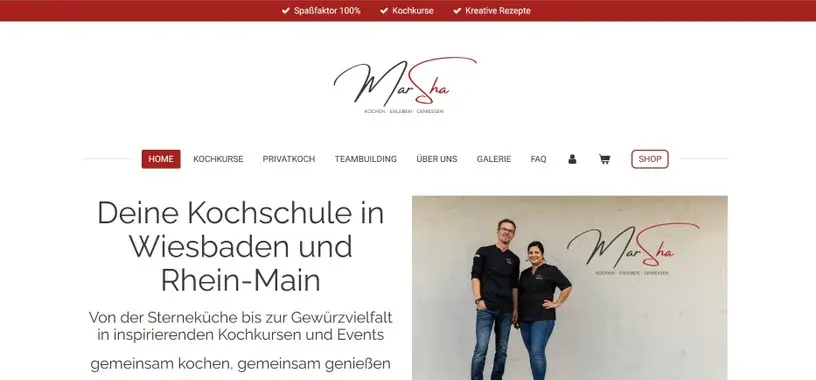 Webseite für MarSha Kochkurse in Wiesbaden