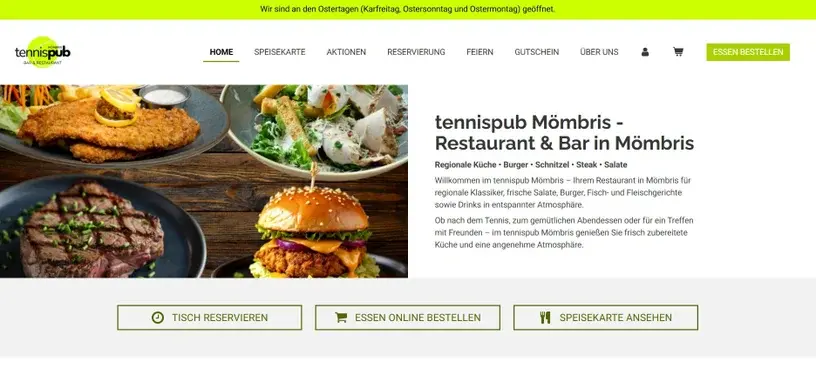 Webseite für tennispub Bar & Restaurant in Mömbris 