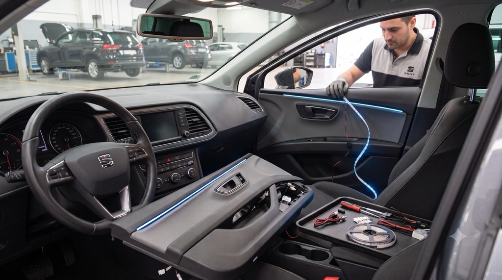 Seat bei der Nachrüstung auf Ambientebeleuchtung bei Deadperformance Berlin