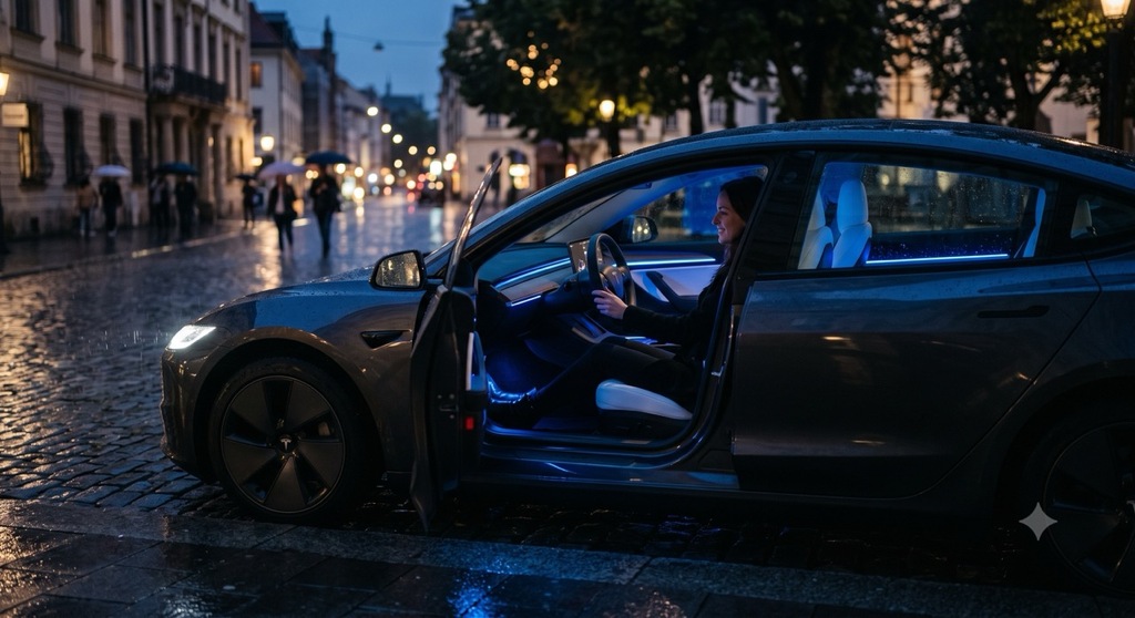 Tesla mit Ambientebeleuchtung