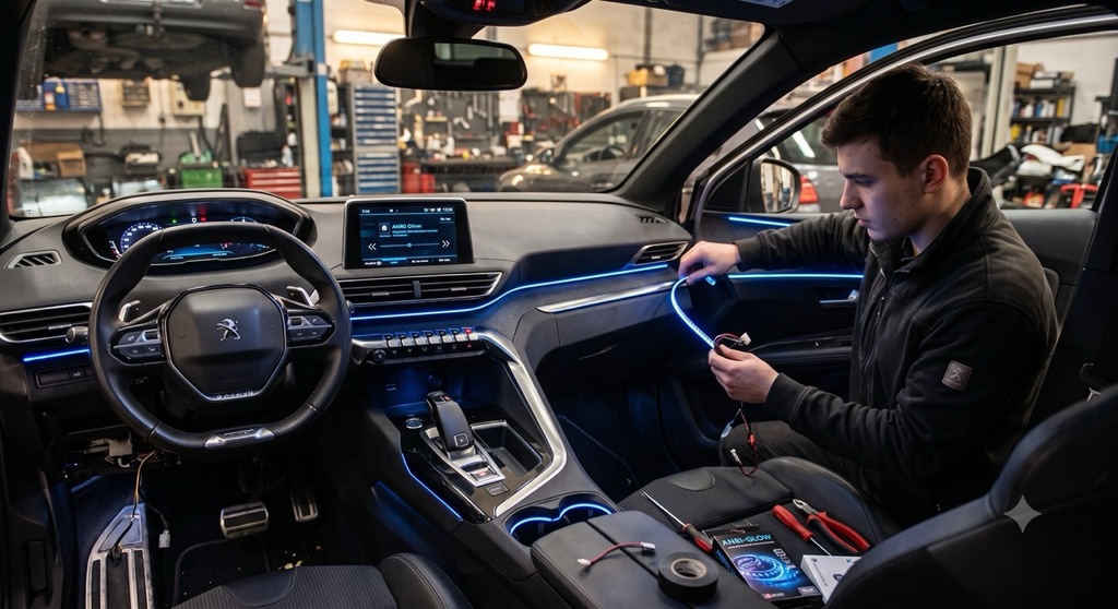 Einbau einer Ambientebeleuchtung in der Werkstatt Deadperformance Berlin
