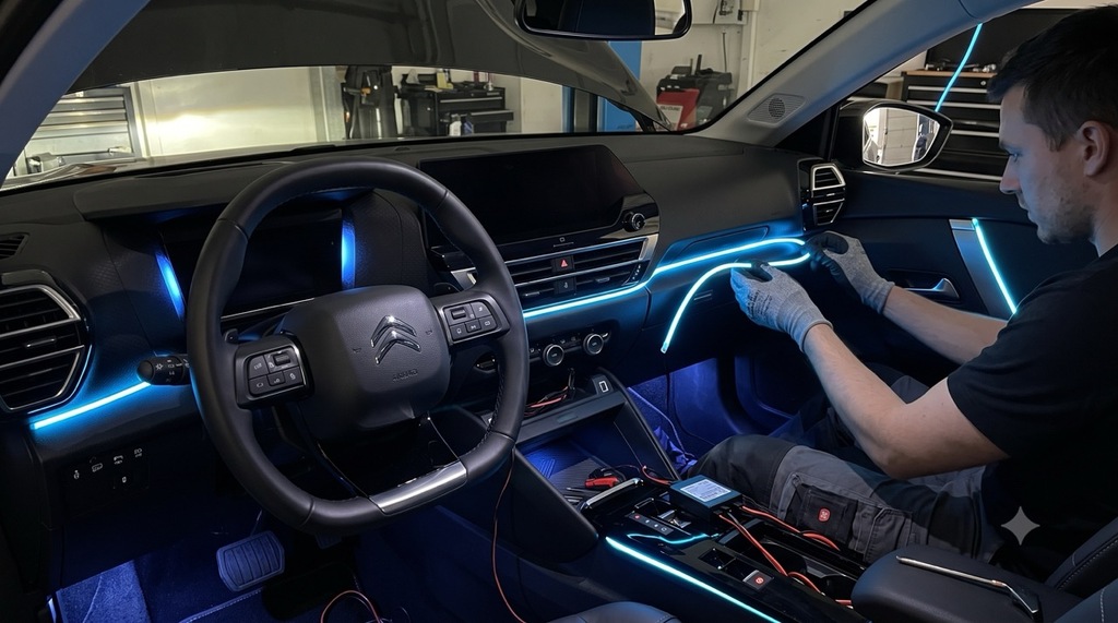 Innenraum im Citroen mit Ambientebeleuchtung