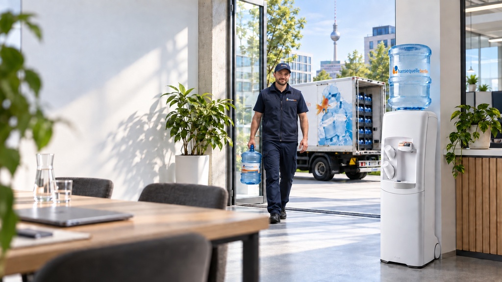 Lieferung und Wasserspender im Büro
