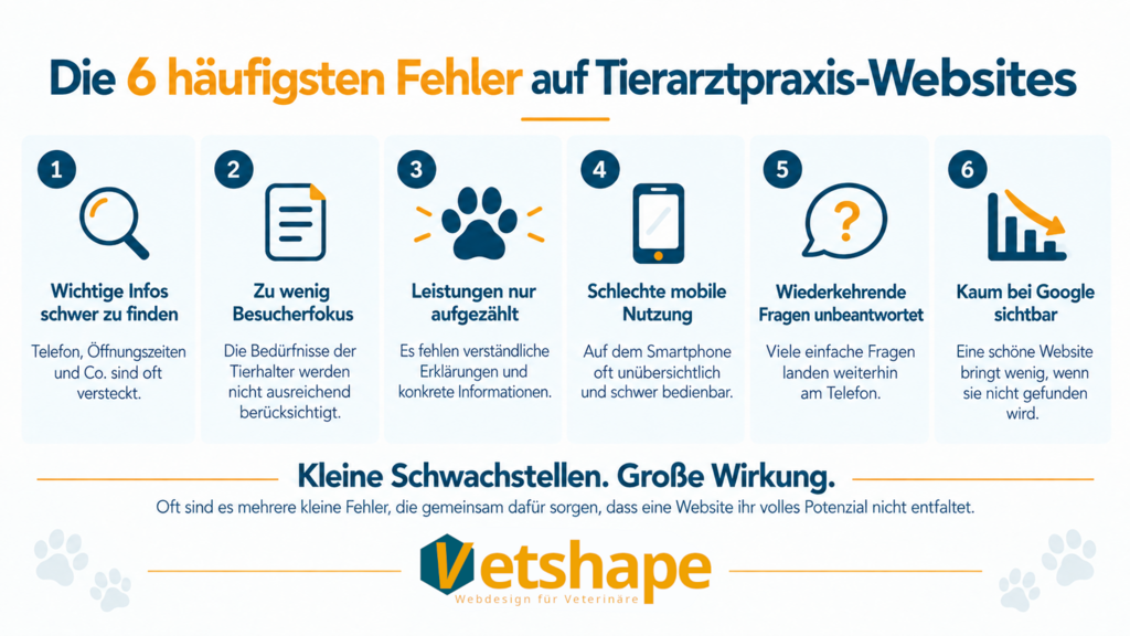 Die sechs häufigsten Fehler auf Tierarztpraxis-Websites