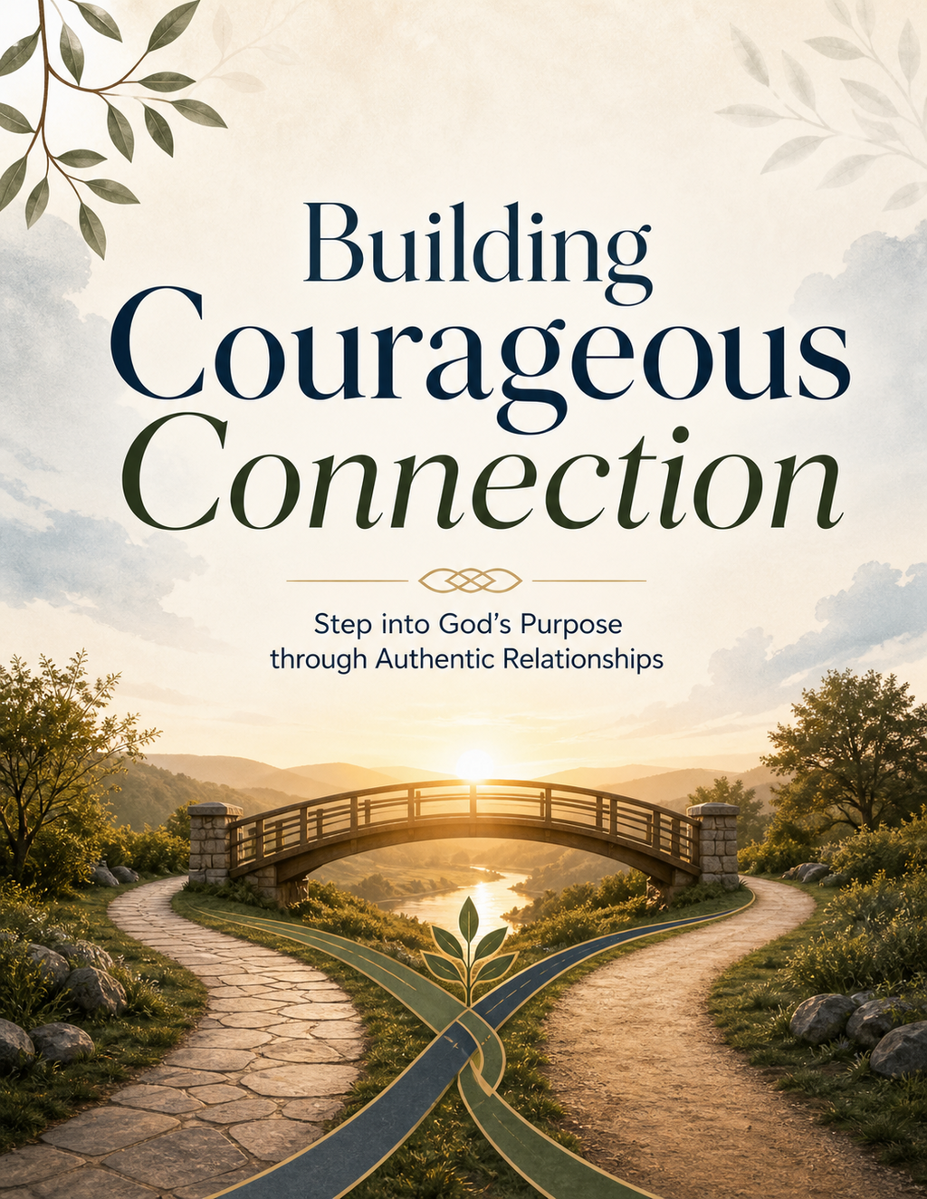 Building Courageous Connection by Kirby Kirkpatrick. Cover features a bridge at sunrise and the subtitle “Step into God’s Purpose through Authentic Relationships
