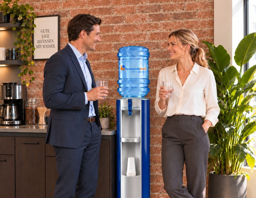 Wasserspender mit Quellwasser-Gallone im Büro