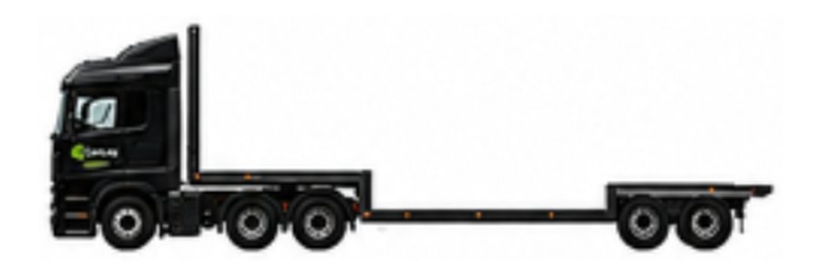 LKW mit Tele-Tiefbett-Auflieger