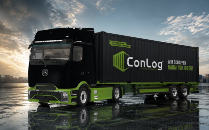 ConLog-LKW mit Seecontainer