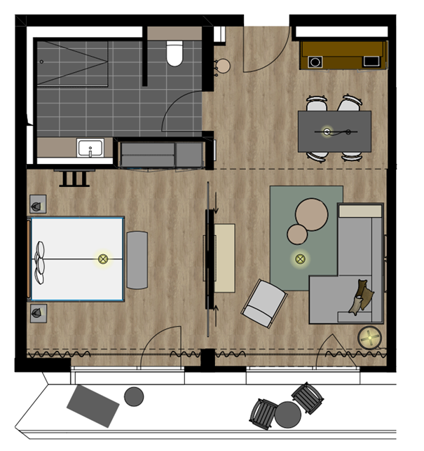 Black F House Temporary Living Studio Black S Grundriss