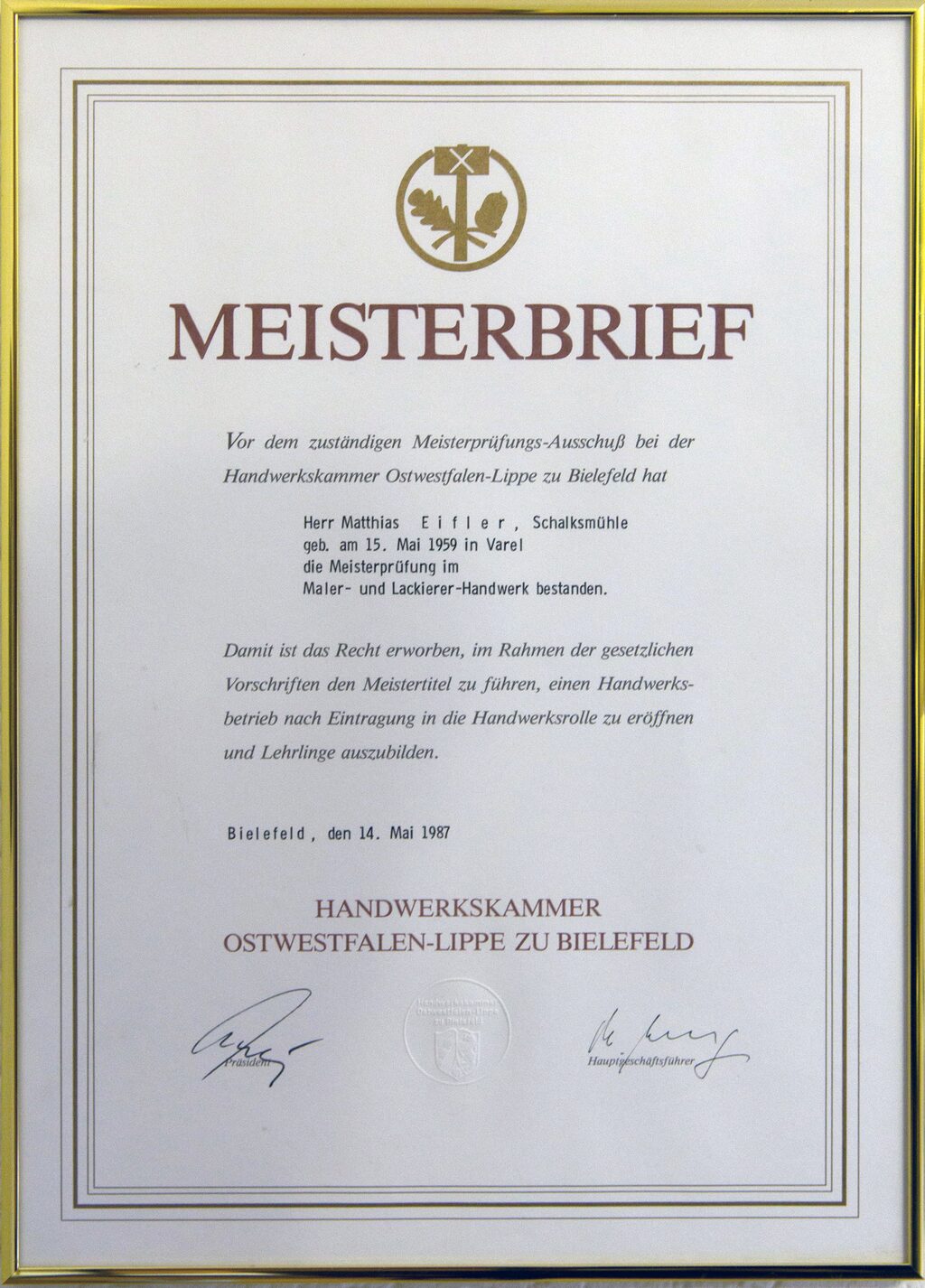 Maler Eifler | Malermeister aus Plettenberg - Meisterbrief