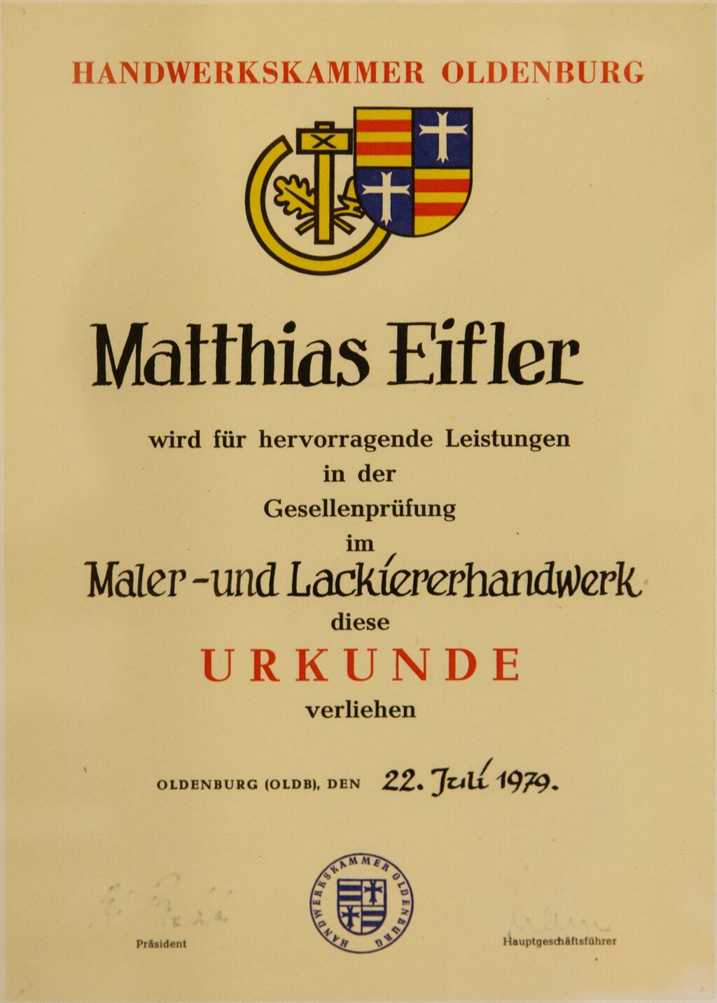 Maler Eifler | Malermeister aus Plettenberg - Gesellenbrief