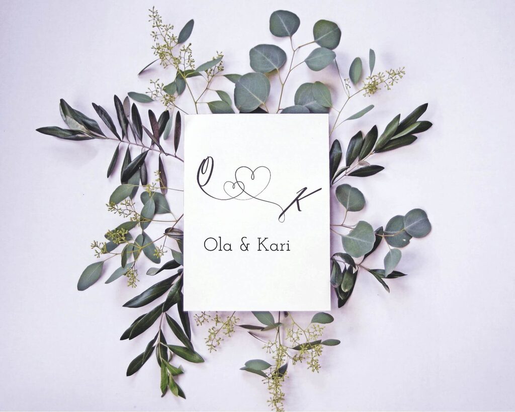 Ola & Kari logo med blomster rundt