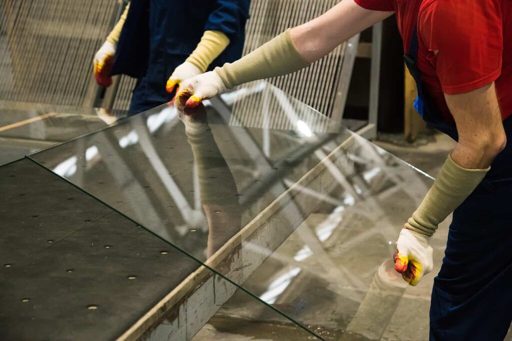 JM glass worker handling glass