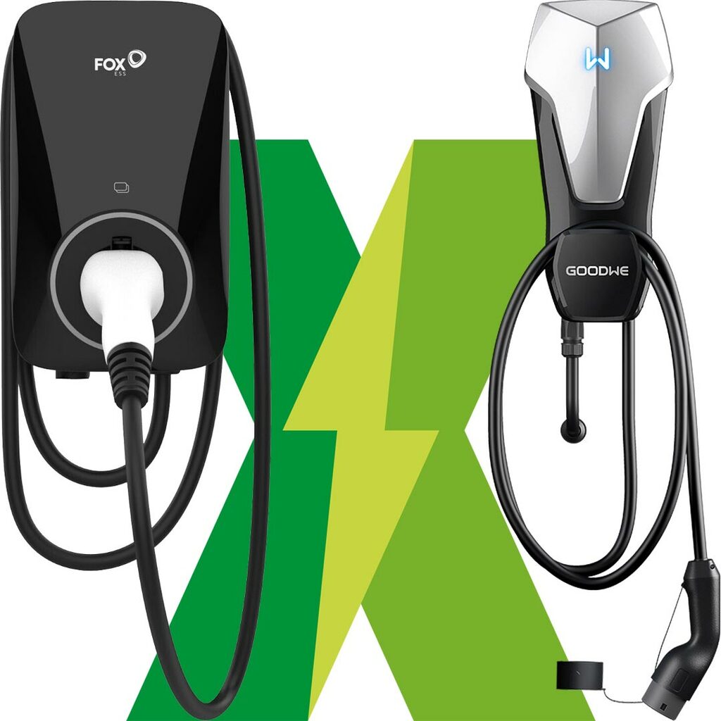 Wallboxen vor dem grünen X des STROXX ENERGY Logos