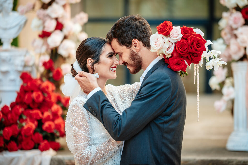 Paar an ihrer Hochzeit