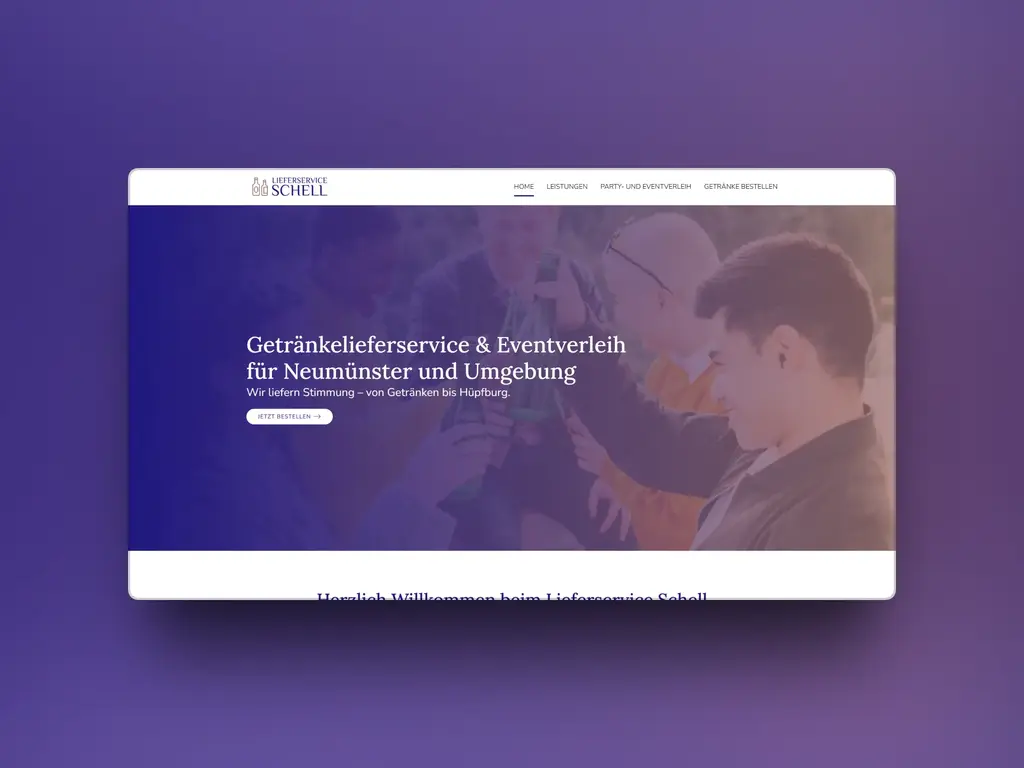 Website von Lieferservice Schell auf einem Laptop