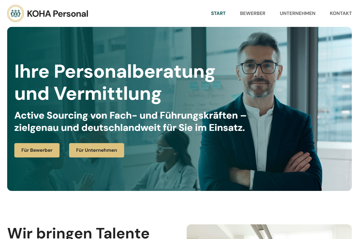 Personalvermittlung Website Referenz