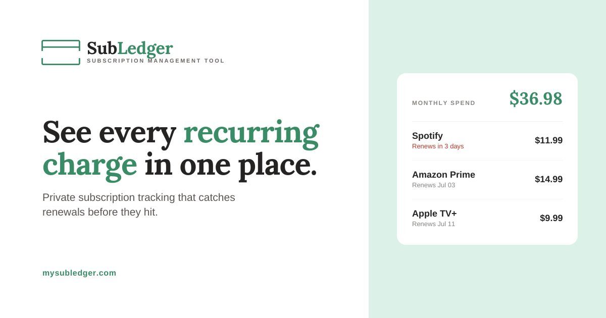 Subscriptions Ledger SubLedger - Privacy-first Subscription Tracker